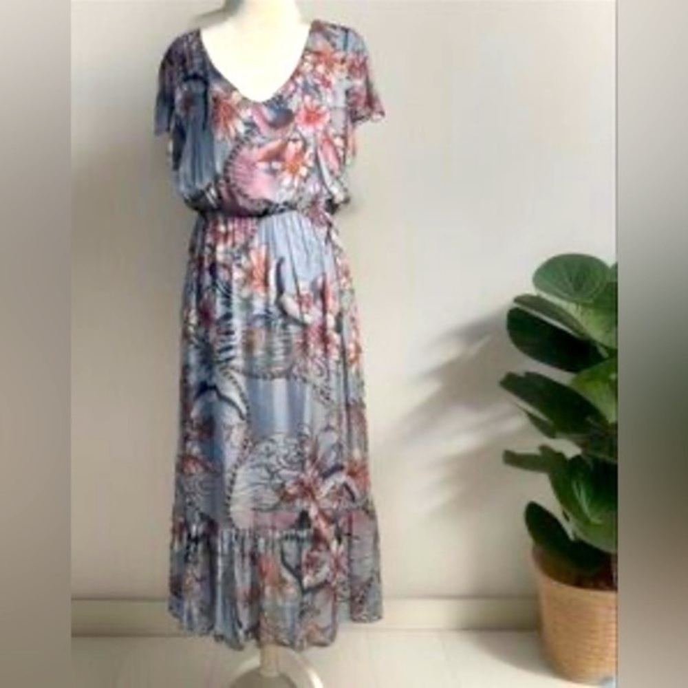 Elana Baldi Floral Midi Dress Made in Italy, Floral Lilies, Wedding Guest - Picture 9 of 9